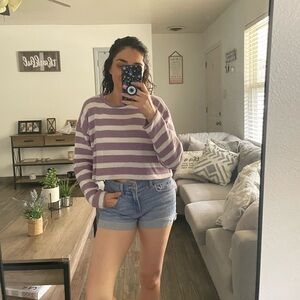 Cropped stripes sweater